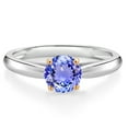 thumbnail image 1 of Gem Stone King 0.90 Ct Round Blue Tanzanite 10K White and Yellow Gold Solitaire Engagement Ring (Size 5), 1 of 4