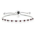 thumbnail image 1 of Gem Stone King 0.90 Ct Round Red Rhodolite Garnet 925 Sterling Silver Bracelet for Women, 1 of 3