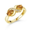 thumbnail image 1 of Gem Stone King 0.91 Ct Orange Red Madeira Citrine White Created Sapphire 18K Yellow Gold Plated Silver Infinity Promise Women Ring, 1 of 5