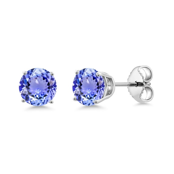 Gem Stone King 0.92 Cttw Round 5mm Blue Tanzanite 925 Sterling Silver Stud Earrings for Women Men