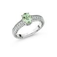 thumbnail image 1 of Gem Stone King 0.95 Ct Oval Green Prasiolite White Topaz 925 Sterling Silver Ring, 1 of 6