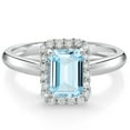 thumbnail image 1 of Gem Stone King 0.96 Ct Octagon Sky Blue Aquamarine G/H Lab Grown Diamond 10K White Gold Halo Engagement Ring (Size 6), 1 of 4