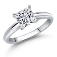 thumbnail image 1 of Gem Stone King 1.00 Ct 10K White Gold IGI Certified Lab Grown Diamond Solitaire Engagement Ring for Women | Princess | D-E Color | VS1-VS2 Clarity | Size 7, 1 of 6