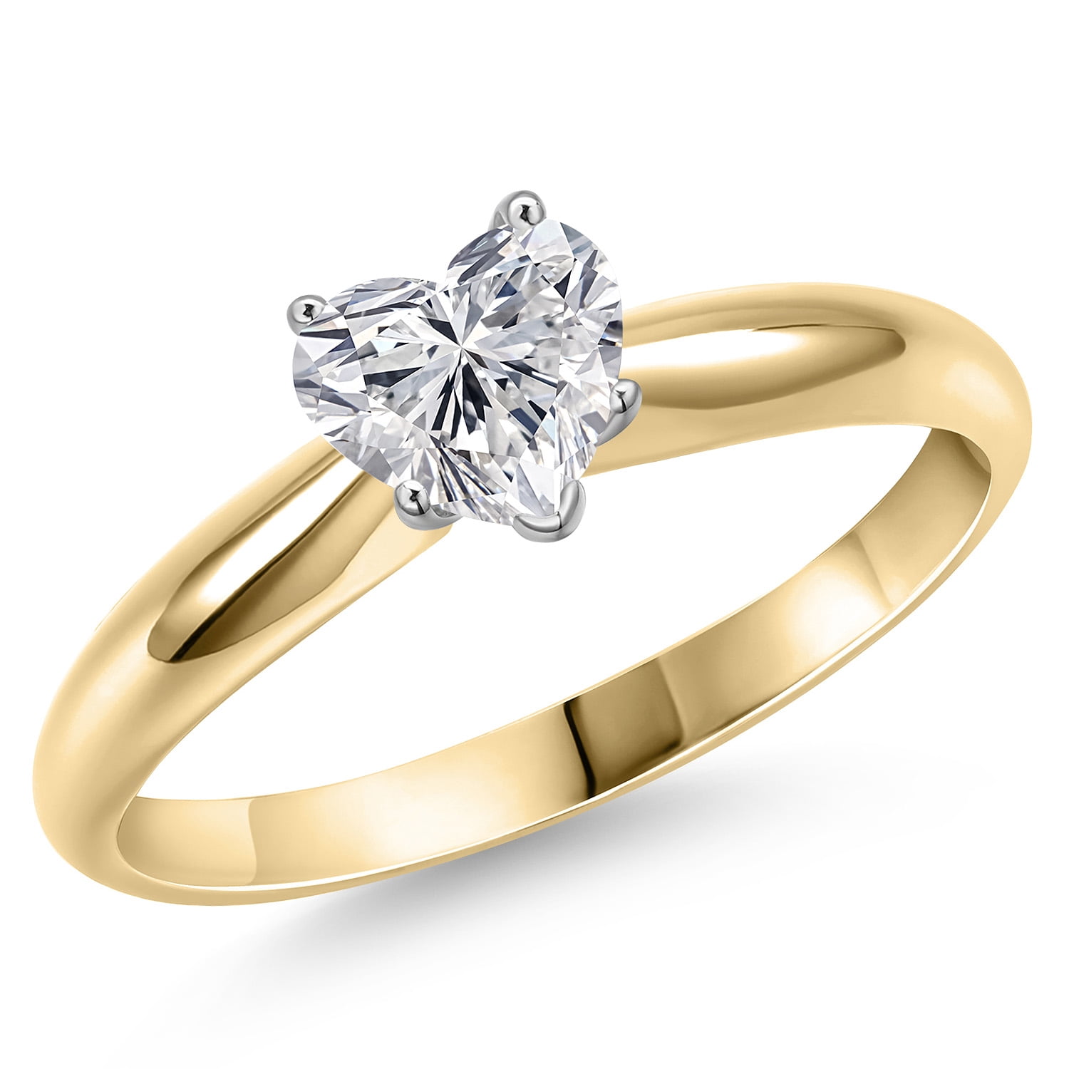 Gem Stone King 1.00 Ct 14K Two Tone Gold IGI Certified Lab Grown Diamond Engagement Ring for Women | Heart Shape | F-G Color | VS Clarity | Size 7