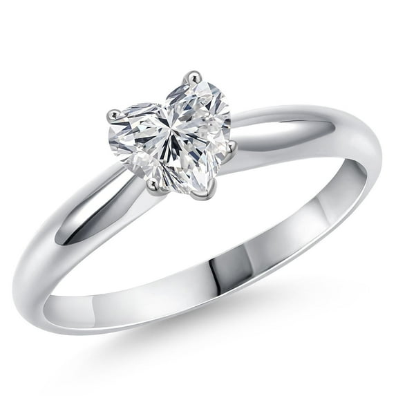 Gem Stone King 1.00 Ct 14K White Gold IGI Certified White Lab Grown Diamond Engagement Ring for Women | Heart Shape | E-F Color | VS1-VS2 Clarity | Size 8