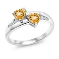 thumbnail image 1 of Gem Stone King 1.00 Ct Heart Shape Yellow Citrine 925 Sterling Silver Lab Grown Diamond Ring (Size 9), 1 of 5