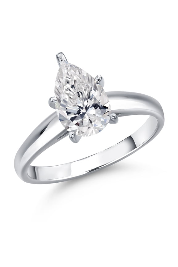1.00 Ct IGI Certified Lab Grown Diamond 10K White Gold Solitaire Engagement Ring for Women | D-E Color  VS1-VS2 Clarity Pear Shape | Size 9