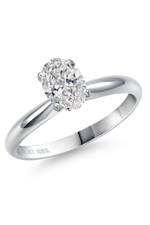 1.00 Ct IGI Certified Lab Grown Diamond 900 Platinum Solitaire Engagement Ring for Women | Oval Cut | D-E Color | VS1-VS2 Clarity | Size 8