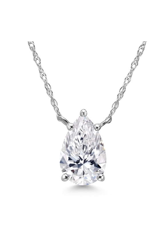 1.00 Ct IGI Certified Lab Grown Diamond Pendant Necklace for Women in 14K White Gold | Pear Shape | E-F Color | VS1-VS2 Clarity | With 18 inch Chain