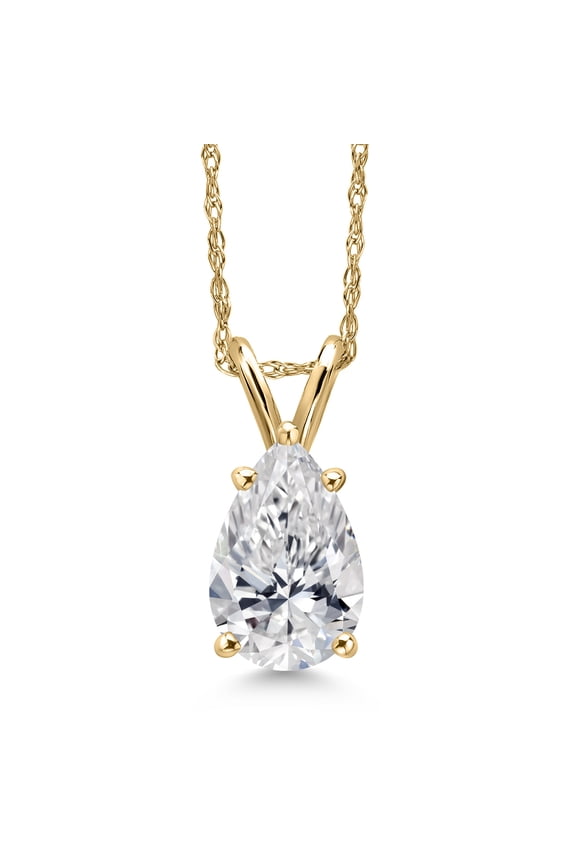 1.00 Cttw IGI Certified Lab Grown Diamond Pendant Necklace for Women in 14K Yellow Gold | Pear Shape Diamond | E-F Color | VS1 Clarity | With 18 inch Chain