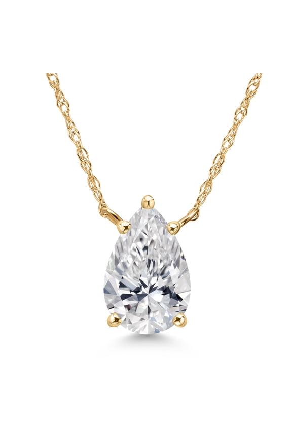 1.00 Ct IGI Certified Lab Grown Diamond Pendant Necklace for Women in 14K Yellow Gold | Pear Shape | E-F Color | VS1-VS2 Clarity | With 18 inch Chain