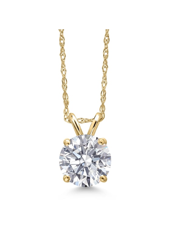 1 Ct IGI Certified Lab Grown Diamond Pendant Necklace for Women in 14K Yellow Gold | Round Cut | D-E Color | VS1-VS2 Clarity | Gold Necklace for Women | With 18 inch Chain