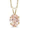 thumbnail image 1 of Gem Stone King 1.00 Ct Oval Peach Morganite 18K Yellow Gold Plated Silver Pendant With Chain, 1 of 4