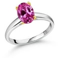 thumbnail image 1 of Gem Stone King 1.00 Ct Pink Created Sapphire 10K White and Yellow Gold Ring Ring (Size 5), 1 of 4