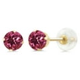 thumbnail image 1 of Gem Stone King 1.00 Ct Round 5mm Pink Tourmaline 10K Yellow Gold Stud Earrings for Women Men, 1 of 4