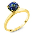 thumbnail image 1 of Gem Stone King 14K Yellow Gold Blue Mystic Topaz Solitaire Engagement 4-Prong Ring for Women | 1.00 Cttw | Round 6MM | Gemstone Birthstone (Size 5), 1 of 4