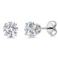 thumbnail image 1 of Gem Stone King 925 Sterling Silver Lab Grown Diamond Stud Earrings for Women | 1.00 Cttw | Gemstone April Birthstone | Round 5MM, 1 of 5