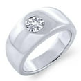 thumbnail image 1 of Gem Stone King 1.00 Ct Round Hearts and Arrows White Created Sapphire 925 Sterling Silver Men's Ring (Size 10), 1 of 2
