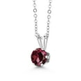thumbnail image 1 of Gem Stone King 1.00 Ct Round Red Rhodolite Garnet 925 Sterling Silver 6-Prongs Pendant With Chain, 1 of 4