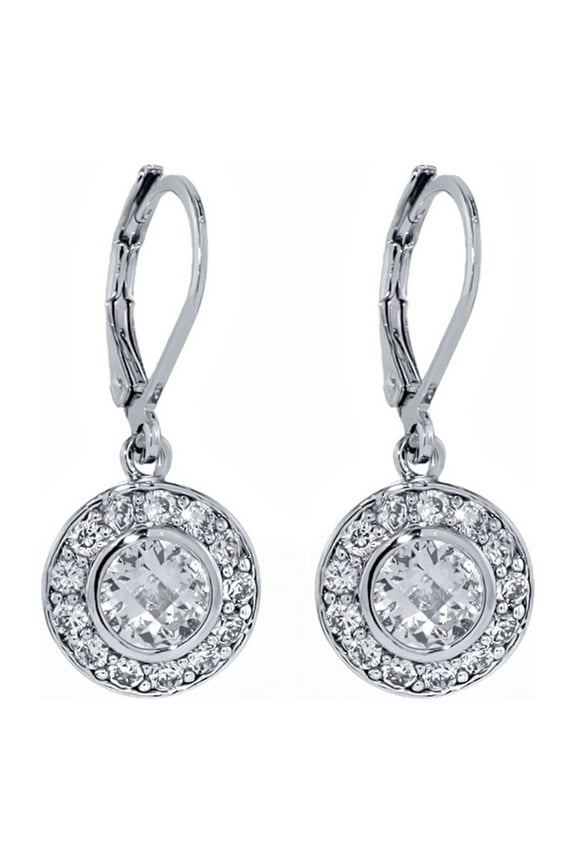 1.00 Ct Stunning Big Round White Zirconia CZ Dangle Earrings 1 inch