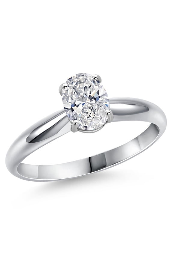 1.00 Cttw IGI Certified Lab Grown Diamond in 14K White Gold Solitaire Engagement Ring for Women | Oval | E-F Color | VS1-VS2 Clarity | Size 5