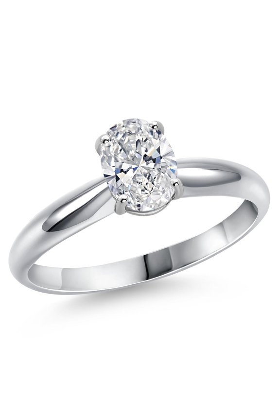 1.00 Cttw IGI Certified Lab Grown Diamond in 14K White Gold Solitaire Engagement Ring for Women | Oval | E-F Color | VS1-VS2 Clarity | Size 6