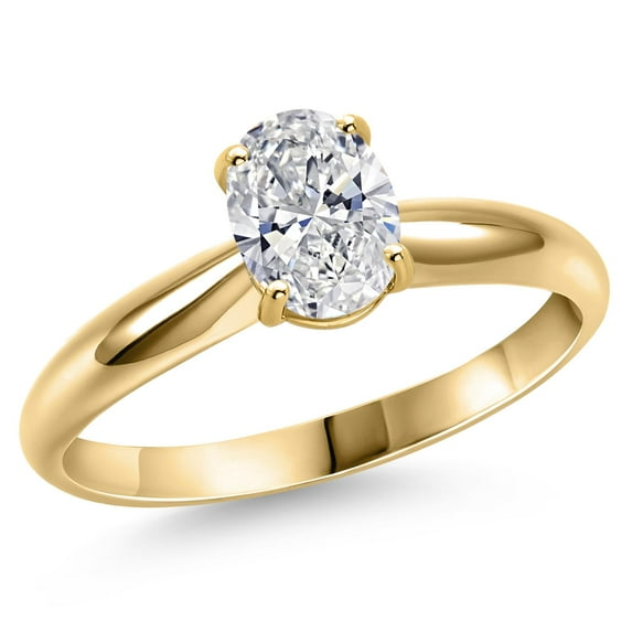 Gem Stone King 1.00 Cttw IGI Certified Lab Grown Diamond in 14K Yellow Gold Solitaire Engagement Ring for Women | Oval | D-E Color | VS1-VS2 Clarity | Size 7