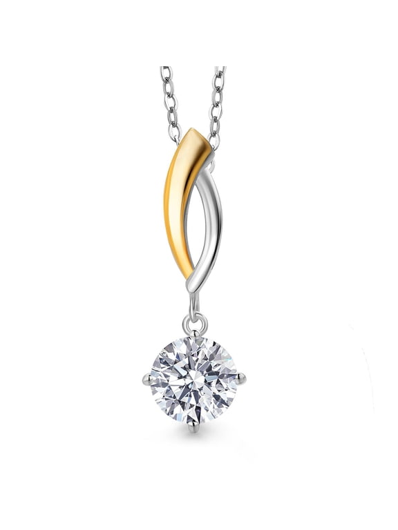 1.00 Cttw IGI Certified Lab Grown Diamond in 925 Silver and 10K Yellow Gold Pendant for Women | Round | D-E Color | VS1-VS2 Clarity |18 inch Silver Chain