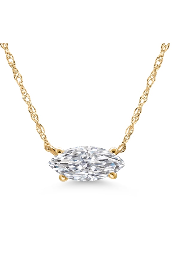 1.00 Cttw IGI Certified Lab Grown Diamond Pendant Necklace for Women in 10K Yellow Gold | Marquise Cut | E-F Color | VS1-VS2 Clarity | With 18 inch Chain