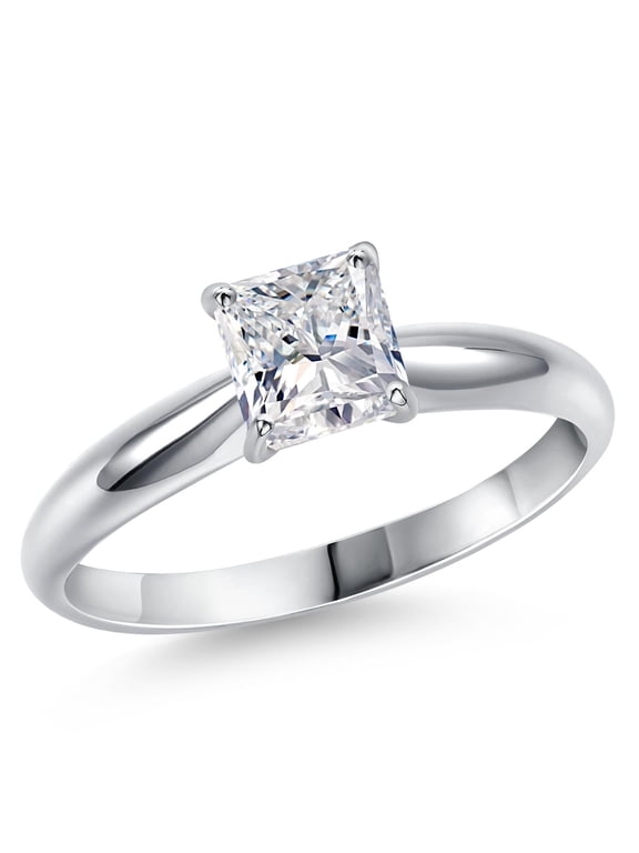 1.00 Cttw IGI Certified Lab Grown Diamond in 14K White Gold Ring for Women | Princess | D-E Color | VS1-VS2 Clarity | Size 9