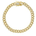 thumbnail image 1 of Gem Stone King 1.00 Cttw White Moissanite Curb Link Chain Bracelet for Women in 18K Yellow Gold Plated | Available in 6.5/7/7.5 inch | With Safety Lock Clasp, 1 of 6