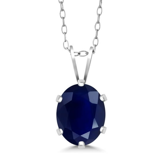 Gem Stone King 1.02 Ct Blue Sapphire Pendant Necklace for Women | 925 Sterling Silver | Gemstone Birthstone | Oval 7X5MM | With 18 inch Silver Chain