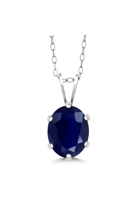 1.02 Ct Blue Sapphire Pendant Necklace for Women | 925 Sterling Silver | Gemstone Birthstone | Oval 7X5MM | With 18 inch Silver Chain