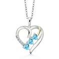 thumbnail image 1 of Gem Stone King 1.03 Ct Swiss Blue Topaz E-F Lab Grown Diamond 925 Silver and 10K Yellow Gold Pendant, 1 of 4
