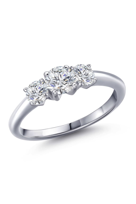 925 Sterling Silver Lab Grown Diamond Engagement Ring for Women | 1.04 Cttw | Round 5MM | Gemstone April Birthstone | Size 5