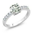 thumbnail image 1 of Gem Stone King 1.04 Ct Round Green Prasiolite Rhodium Plated Ring (Size 5), 1 of 4