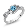 thumbnail image 1 of Gem Stone King 1.04 Ct Round Swiss Blue Topaz 925 Sterling Silver Infinity Ring (Size 8), 1 of 3
