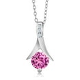 thumbnail image 1 of Gem Stone King 1.05 Ct Round Pink Created Sapphire 925 Sterling Silver Pendant with Chain, 1 of 3