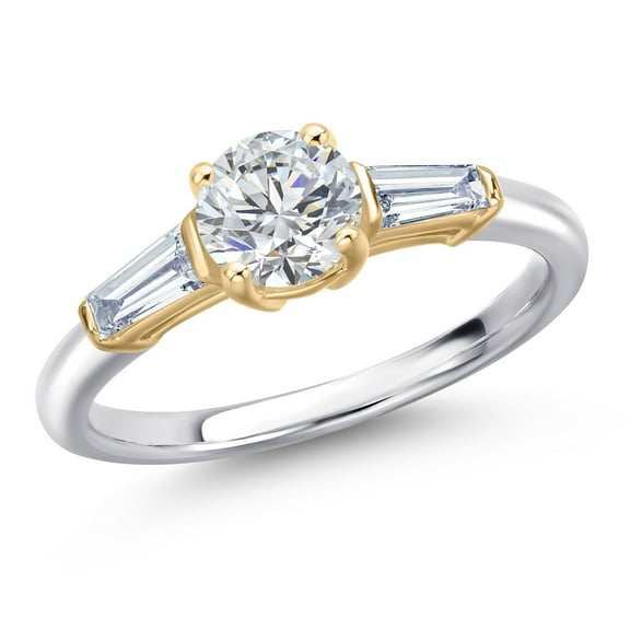 Gem Stone King 1.05 Cttw IGI Certified Lab Grown Diamond in 925 Silver and 10K Yellow Gold Engagement Ring for Women | Round Center Diamond 0.75 Ct | E-F Color | VS1 Clarity | Size 5