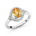 thumbnail image 1 of Gem Stone King 1.06 Ct Oval Checkerboard Yellow Citrine 925 Sterling Silver Ring (Size 7), 1 of 4