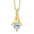 thumbnail image 1 of Gem Stone King 1.06 Ct Sky Blue Topaz White Topaz 18K Yellow Gold Plated Silver Pendant with Chain, 1 of 3