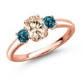 thumbnail image 1 of Gem Stone King 18K Rose Gold Plated Silver Peach Morganite and London Blue Topaz Engagement Ring for Women | 1.09 Cttw | Oval 7X5MM | Gemstone October Birthstone | Size 9, 1 of 6
