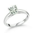 thumbnail image 1 of Gem Stone King 1.10 Ct 7mm Round Green Prasiolite 10K White Gold Ring (Size 9), 1 of 4