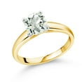 thumbnail image 1 of Gem Stone King 10K White And Yellow Gold Green Prasiolite Engagement Ring for Women | 1.10 Cttw | Round 7MM | Gemstone Birthstone | Size 8, 1 of 4