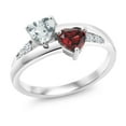 thumbnail image 1 of Gem Stone King 925 Sterling Silver Aquamarine Garnet and Lab Grown Diamond Women Engagement Ring (1.01 Ct Heart Shape, Gemstone Birthstone, Size 6), 1 of 5