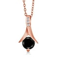thumbnail image 1 of Gem Stone King 1.11 Ct Black Diamond White Topaz 18K Rose Gold Plated Silver Pendant with Chain, 1 of 3