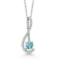 thumbnail image 1 of Gem Stone King 1.11 Ct Blue Zircon White Created Sapphire 925 Sterling Silver Pendant with Chain, 1 of 3