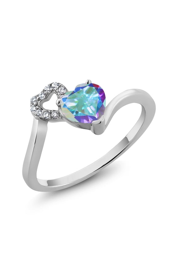 1.11 Ct Heart Shape Mercury Mist Mystic Topaz 925 Sterling Silver Ring (Size 7)