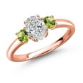 thumbnail image 1 of Gem Stone King 18K Rose Gold Plated Silver DEF Lab Grown Diamond and Green Peridot Engagement Ring for Women | 1.11 Cttw | Oval 7X5MM | Gemstone April Birthstone | Size 8, 1 of 6