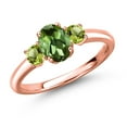thumbnail image 1 of Gem Stone King 18K Rose Gold Plated Silver Green Tourmaline and Green Peridot Engagement Ring for Women | 1.11 Cttw | Oval 7X5MM | Gemstone October Birthstone | Size 9, 1 of 6